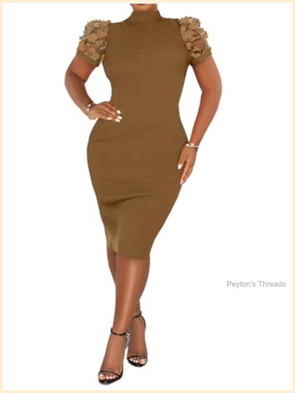 Polyester Spandex Ribbed Lace Short Sleeve Bodycon Midi Dress Club Night Out